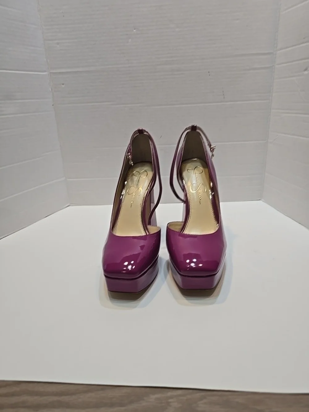 Jessica Simpson Magenta Patent Platform Slingback Pumps